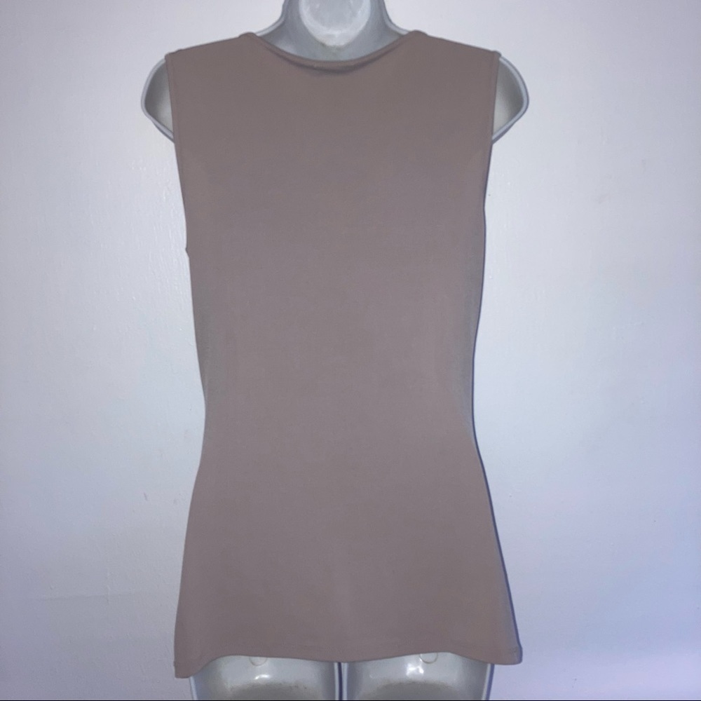 Carmen Marc Valvo Stretch Drape Front Sleeveless Gray Top S* - Picture 3 of 5